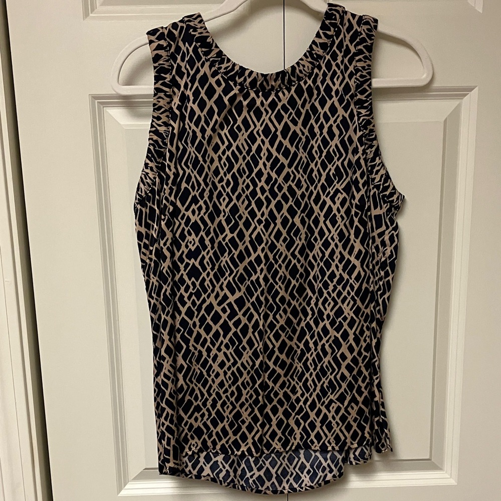 Etcetera Beige and Black Geometric Sleeveless Camisole